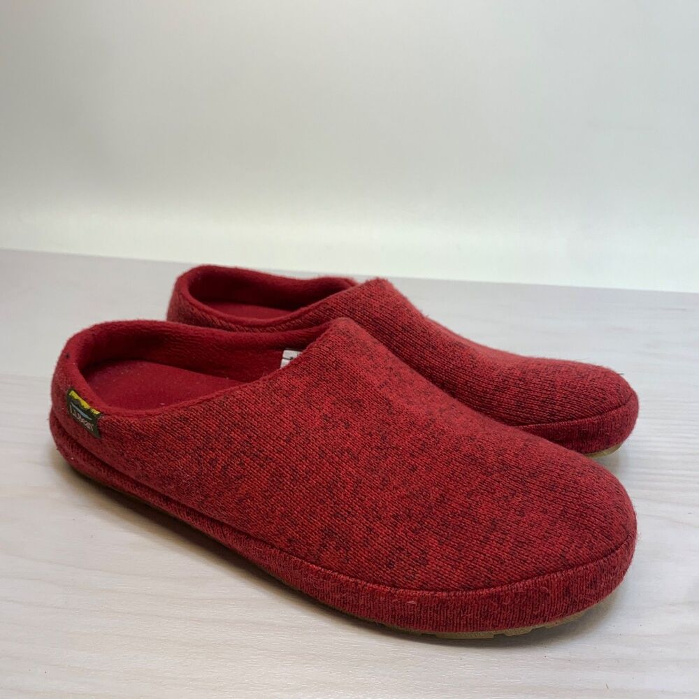 L.L. Bean Sweater Fleece Slipper Scuff II Red Slippers Womens Size 8 House Shoes